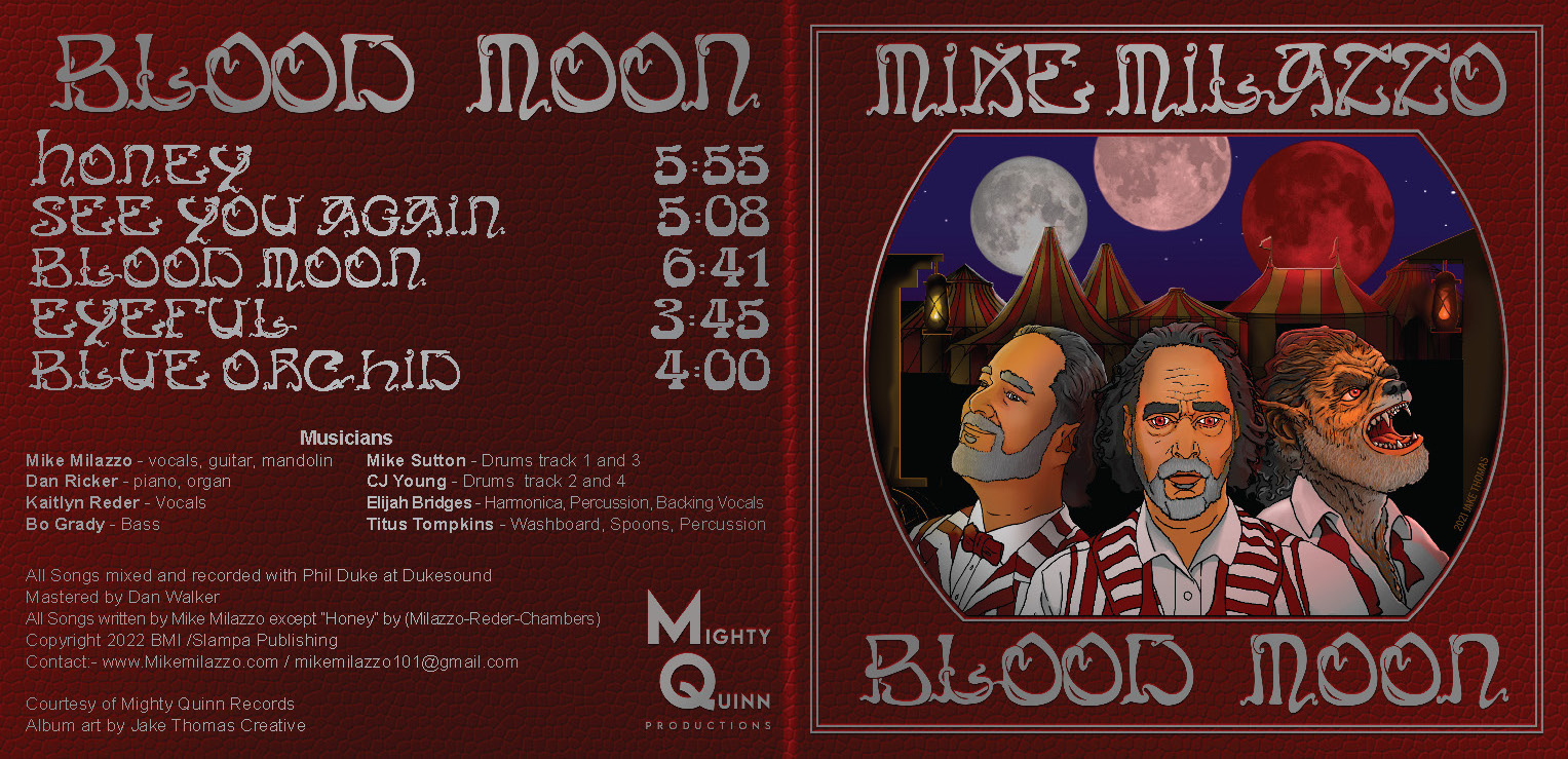 Album art design for Mike Milazzo's Blood Moon EP
