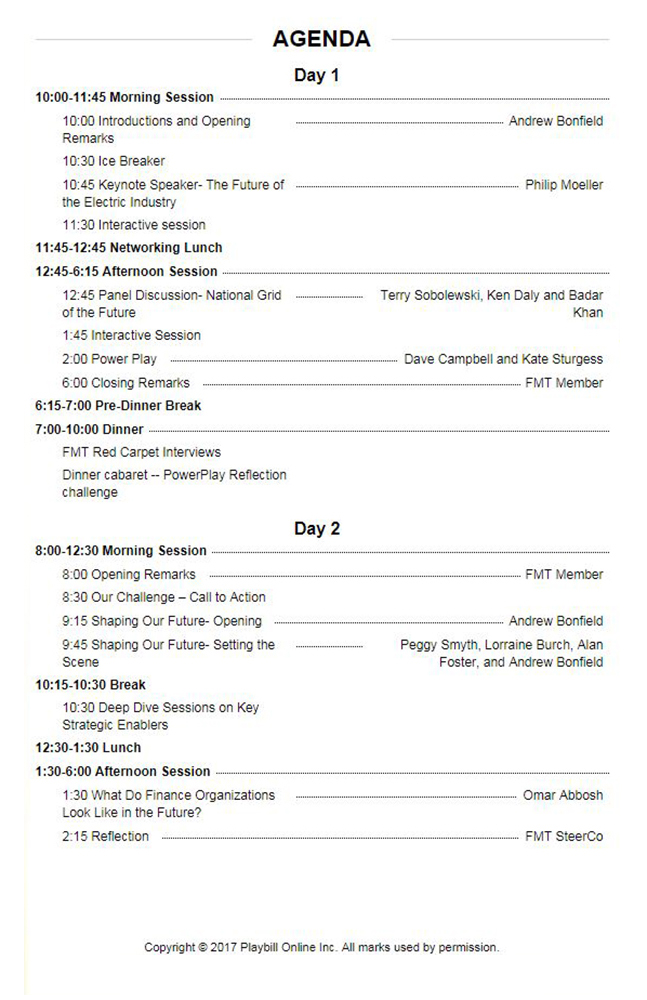 Conference booklet interior pages: Agenda 1
