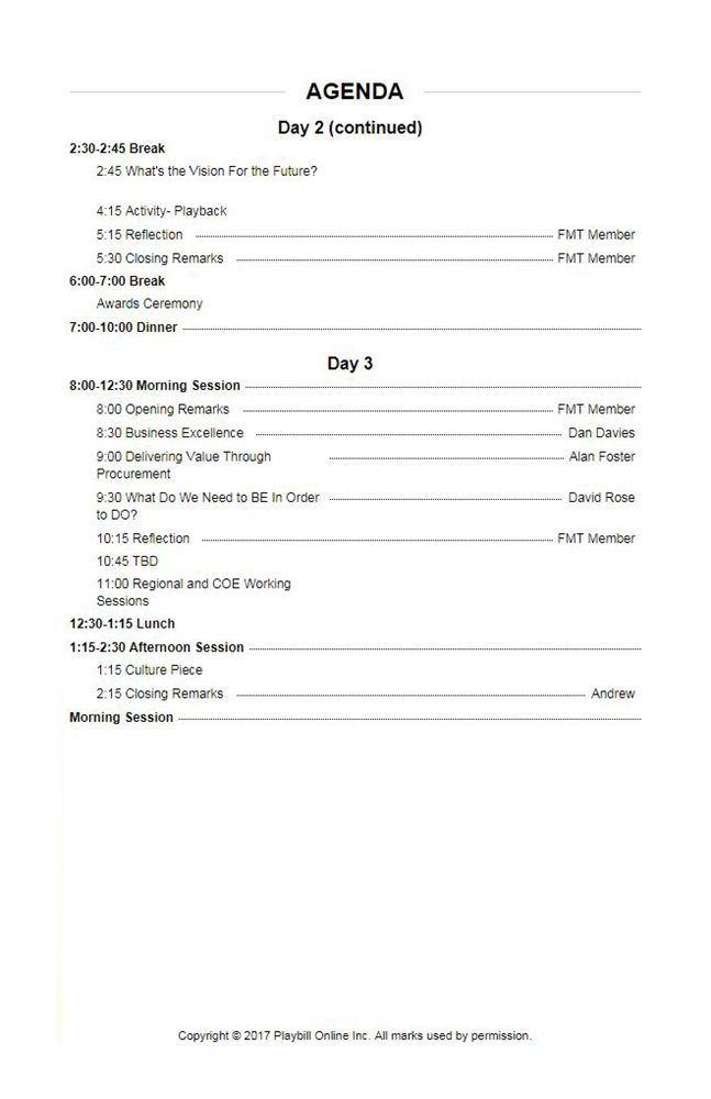 Conference booklet interior pages: Agenda 2